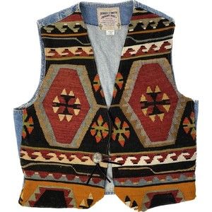 Vintage Jensen & Smith Sz XL Denim Tapestry Vest
